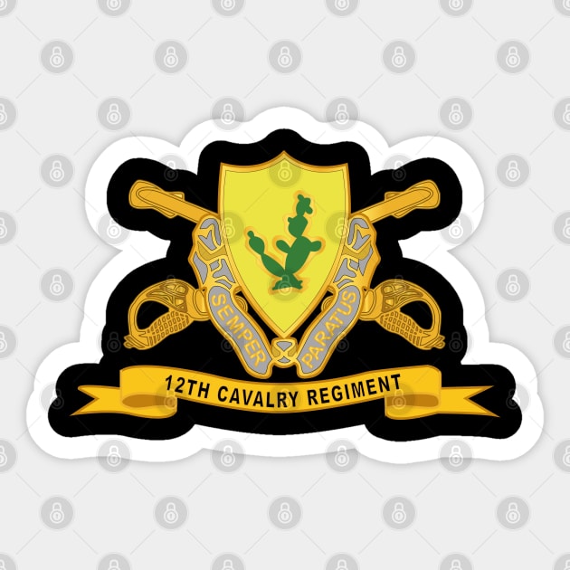 12th Cavalry Regiment w Br - Ribbon Sticker by twix123844